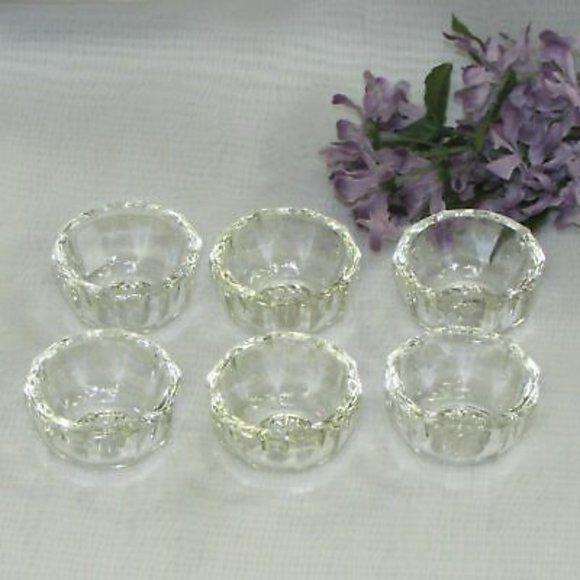 6 OPEN SALT DIPS Depression Glass Vintage Individual Salt Cellars Clear - Picture 2 of 4